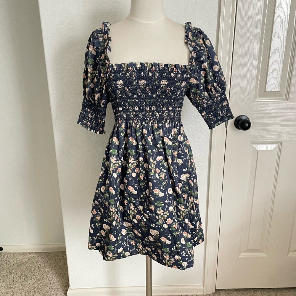Hill House Lila Nap dress bluebonnet Navy Floral Mini Dress